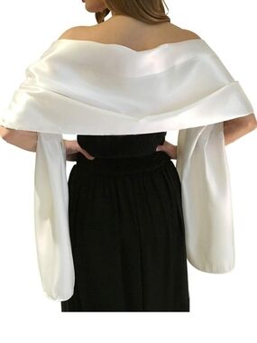 Lansitina NWT Elegant Ivory Satin Bridal Shawl Wrap